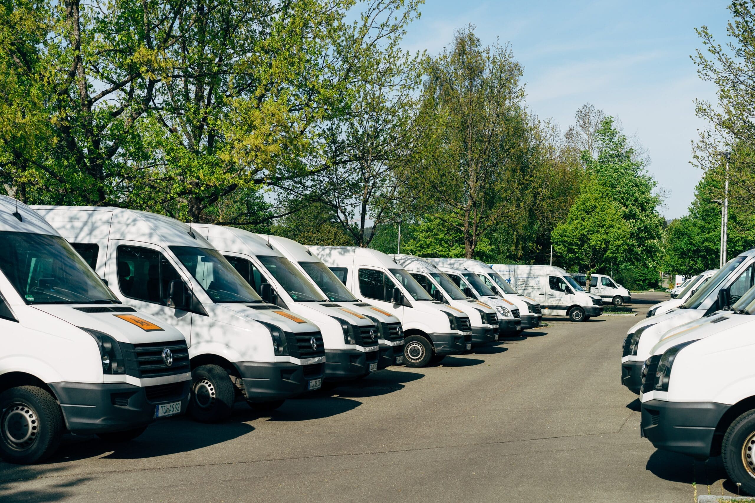 carpark of white vans